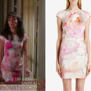 Ted Baker Quaro Rose On Canvas Neoprene Cap Sleeve Sheath Dress - 1